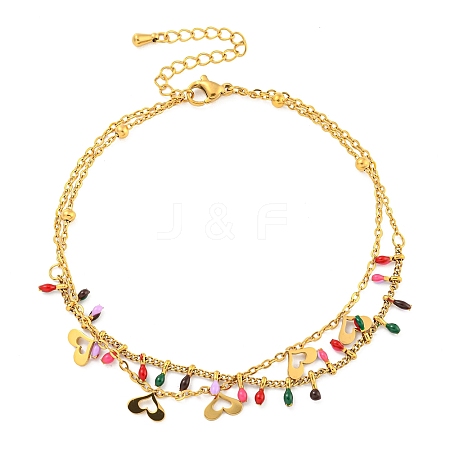 304 Stainless Steel Enamel Anklets AJEW-P125-01B-G-1