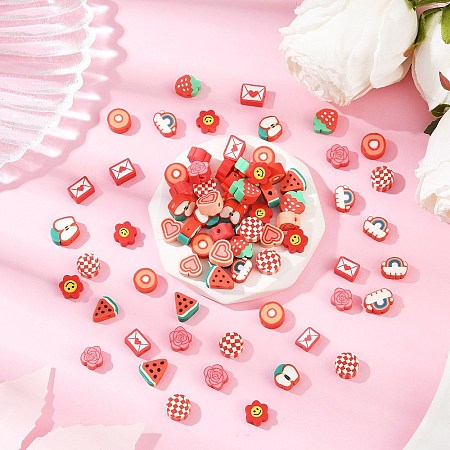 100Pcs 10 Styles Handmade Polymer Clay Beads CLAY-FP0001-19-1