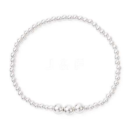 Electroplate Non-magnetic Synthetic Hematite Round Beads Stretch Bracelets for Women BJEW-JB12584-01-1