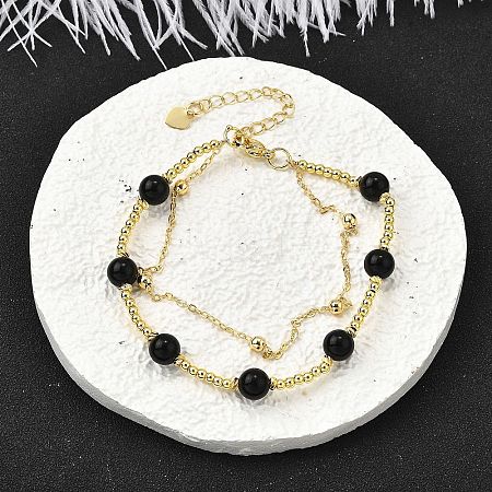 Natural Obsidian Bracelets BJEW-D330-01G-03-1