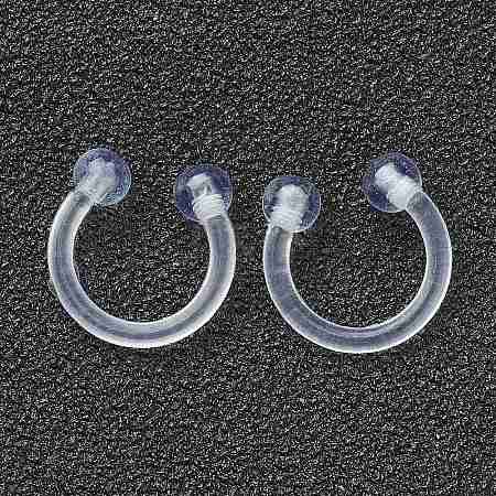 Acrylic Circular/Horseshoe Barbell with Double Round Ball AJEW-P084-04A-1