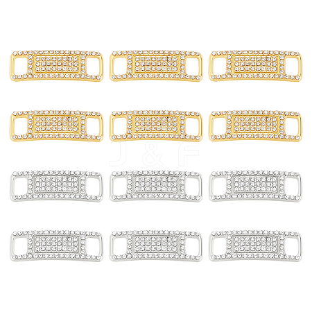 ARRICRAFT 12Pcs 2 Colors Brass Micro Pave Clear Glass Connector Charms FIND-AR0002-40-1