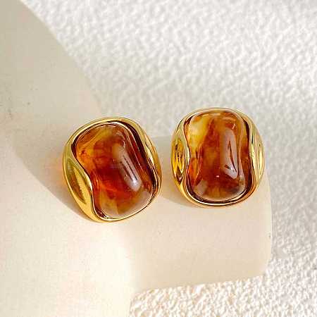 304 Stainless Steel Resin Stud Earrings WG617A0-02-1