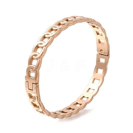 304 Stainless Steel Curb Chains Hinged Bangles STAS-M075-06RG-1