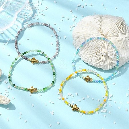AB Color Plated Glass & 304 Stainless Steel Beaded Stretch Bracelets for Women BJEW-JB13923-1
