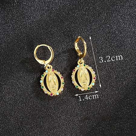 Brass Rhinestone Hoop Earrings FS-WGF6716-03-1