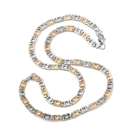 201 Stainless Steel Oval Link Chain Necklaces NJEW-F222-38GP-10-1