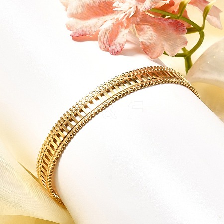 304 Stainless Steel Open Cuff Bangles for Women LS-BJEW-Z083-02G-05-1
