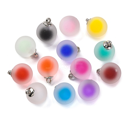 Frosted Resin Round Pendants RESI-U002-09-1