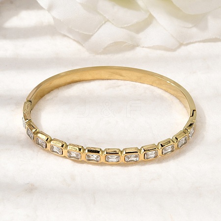 304 Stainless Steel Glass Hinged Bangles for Women BJEW-B168-14G-1