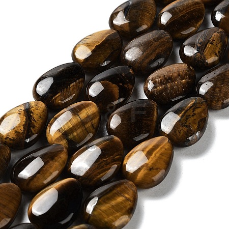 Natural Teardrop Tiger Eye Beads Strands G-L242-26-1