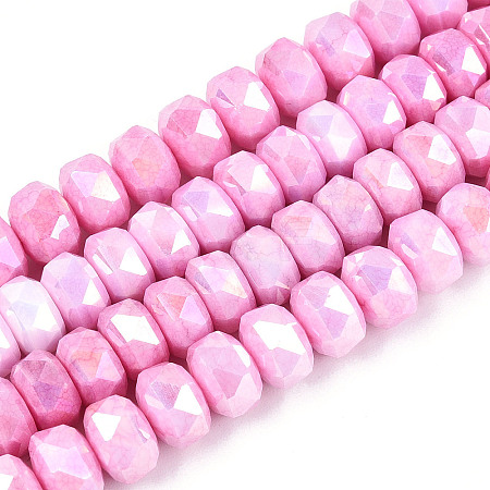 Anti-Tarnish Electroplate Glass Beads Strands GLAA-T025-8mm-11F-1