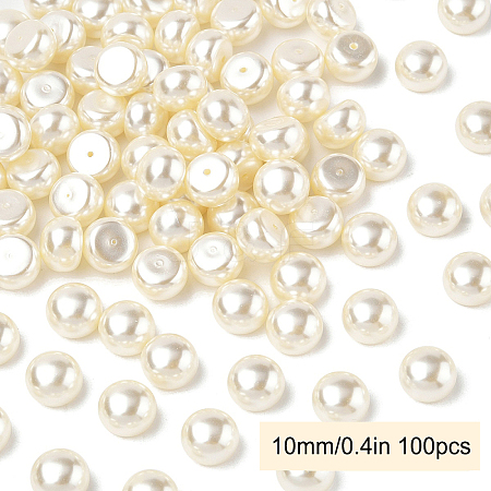 100Pcs ABS Plastic Imitation Pearl Beads OACR-YW0002-46B-1