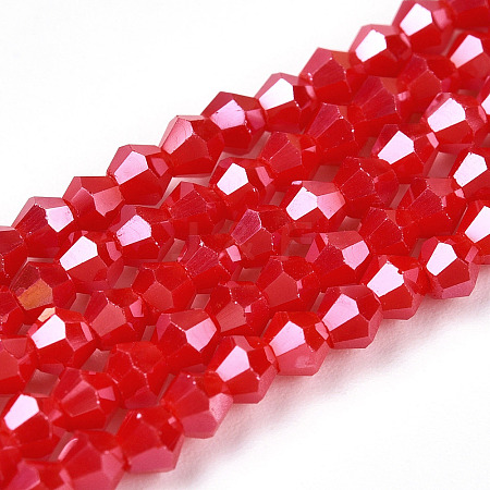 Opaque Solid Color Electroplate Glass Beads Strands EGLA-A039-P2mm-A02-1