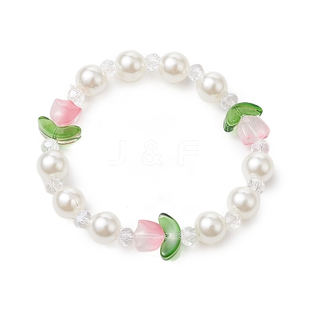 Acrylic Imitation Pearl Stretch Bracelets BJEW-JB11170-1