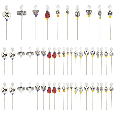 50Pcs 10 Style Garden Theme Iron Head Pins DIY-AB00027-1