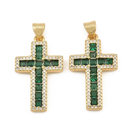 Brass Micro Pave Cubic Zirconia Pendants CU-CBADC6C-11G-06-1
