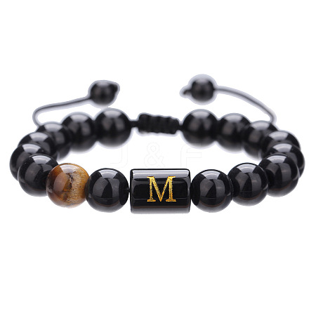 Adjustable Natural Tiger Eye and Glass Beaded Braided Bead Bracelets for Men Women FS-WGD7D76-13-1