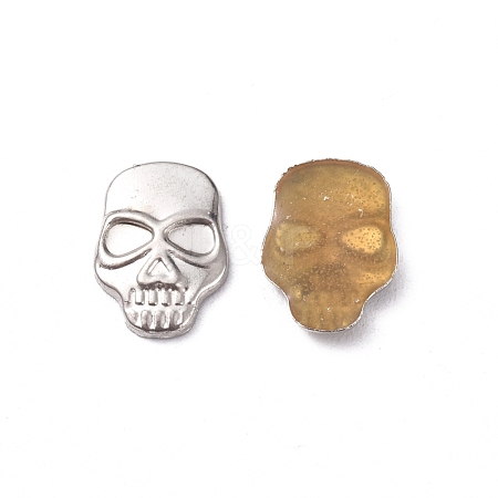 Brass Hotfix Skull Studs KK-WH0033-85S-1