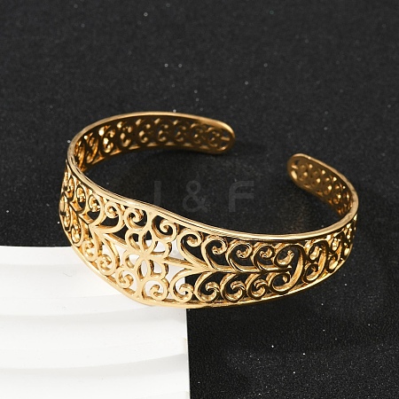 304 Stainless Steel Cuff Bangles for Women BJEW-U045-04G-1
