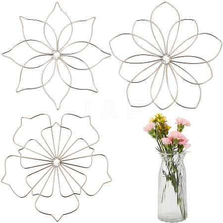 Gorgecraft 3Pcs 3 Style 201 Stainless Steel Flower Arrangement Insert Lids FIND-GF0006-39-1