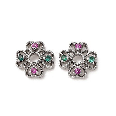 Brass Cubic Zirconia Bead Caps ZIRC-L105-03A-P-1