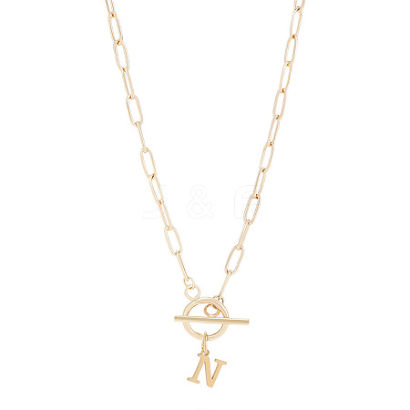 304 Stainless Steel Letter Pendant Necklaces NJEW-LP0001-52N-G-1