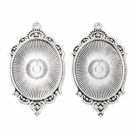 Tibetan Style Alloy Pendant Cabochon Settings X-TIBEP-R304-016AS-LF-1