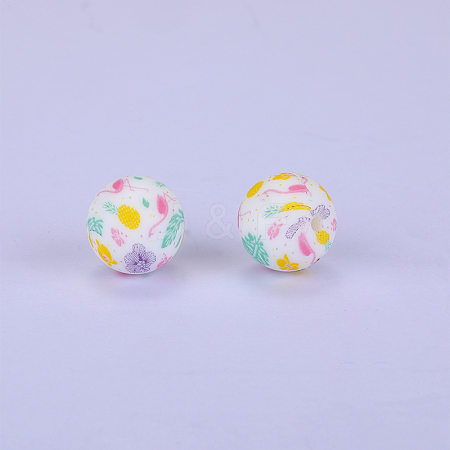 Printed Round Silicone Focal Beads SI-JX0056A-40-1