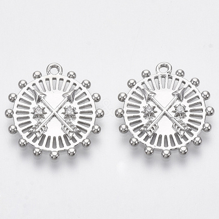 Brass Micro Pave Cubic Zirconia Pendants KK-R130-002-NF-1