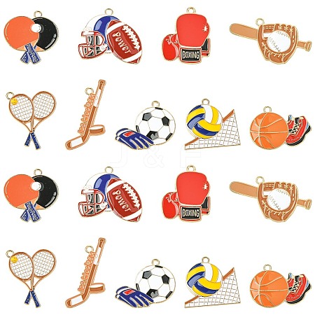 36Pcs 9 Styles Sports Zinc Alloy Enamel Pendants FIND-CJ0005-30-1