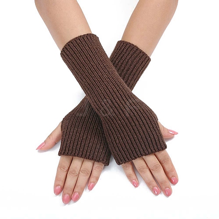 Acrylic Fibers Knitting Long Fingerless Gloves PW-WGAC281-07-1