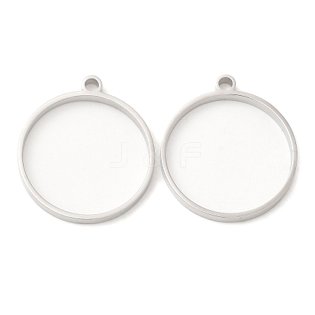 Non-Tarnish 304 Stainless Steel Open Back Bezel Flat Round Pendants STAS-Z040-04B-P-1