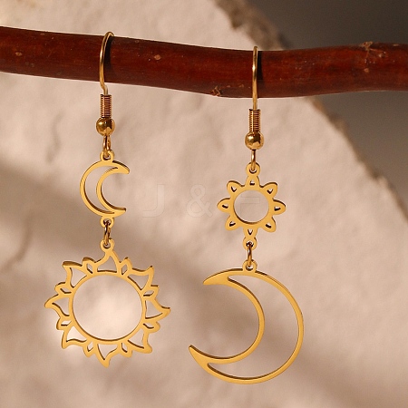 Bohemian Styles 304 Stainless Steel Dangle Earrings EJEW-F380-01G-1