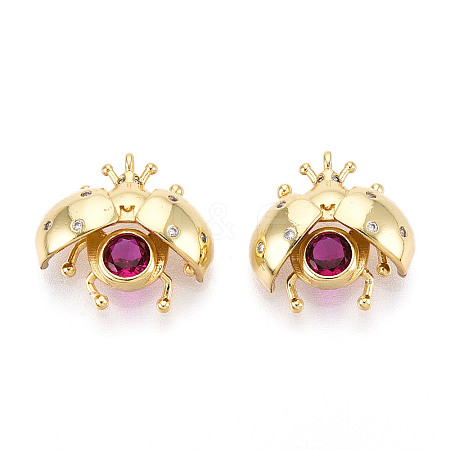 Brass Micro Pave Cubic Zirconia Charms KK-N265-20G-1