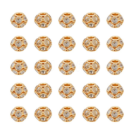 40Pcs Brass Rhinestone Beads RB-UN0001-21-1