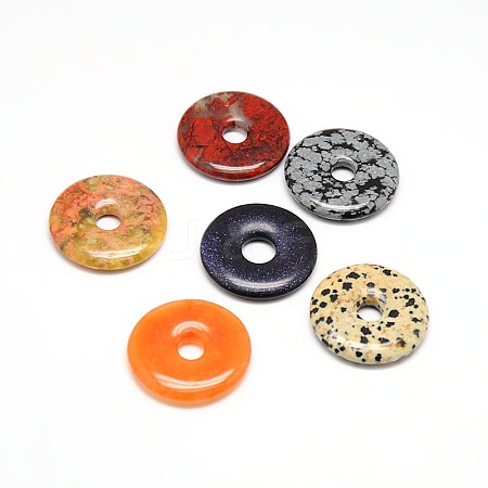 Donut/Pi Disc Natural Gemstone Pendants G-L234-30mm-M-1