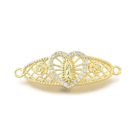 Brass Pave Cubic Zirconia Religion Connector Charms KK-Q066-16B-G-1