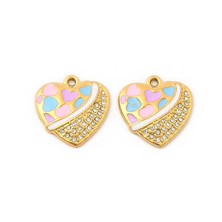 304 Stainless Steel with Crystal Rhinestone Enamel Pendants STAS-G358-11G-1