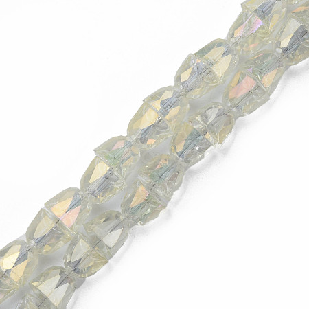 Electroplate Transparent Glass Beads Strands EGLA-N002-35-C03-1