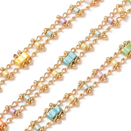 Brass & Glass Seed Beaded Chain KK-CBA3B44-04G-1