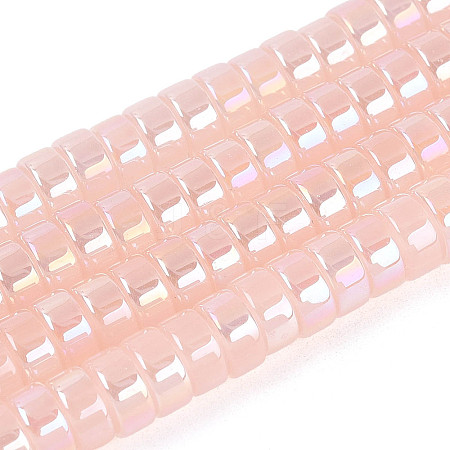 AB Color Plated Imitation Jade Glass Beads Strands GLAA-T026-3x6mm-J05-1