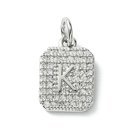 Rack Plating Brass Micro Pave Clear Cubic Zirconia Charms KK-G501-01K-P-1