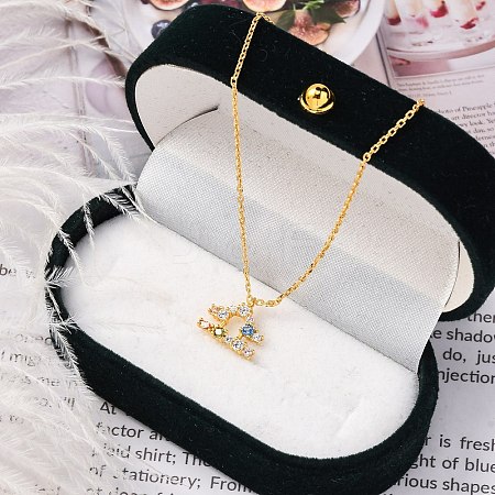 925 Sterling Silver Colorful Cubic Zirconia Constellation Pendant Cable Chain Necklaces for Women STER-R009-01G-06-1