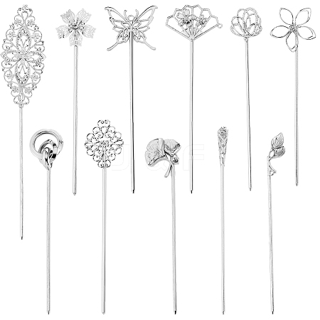 Brass/Iron /Alloy Hair Sticks OHAR-SC0001-09S-1