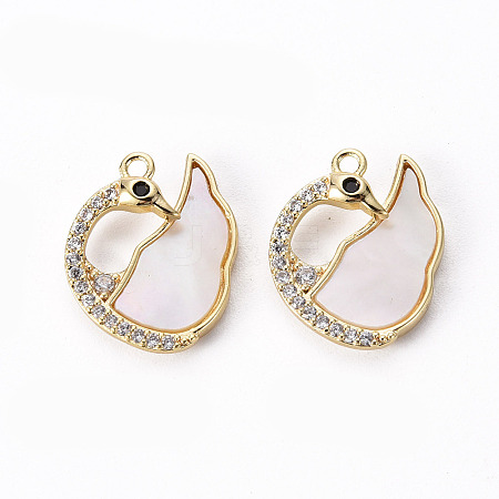 Brass Micro Pave Clear Cubic Zirconia Charms KK-Q765-016-NF-1