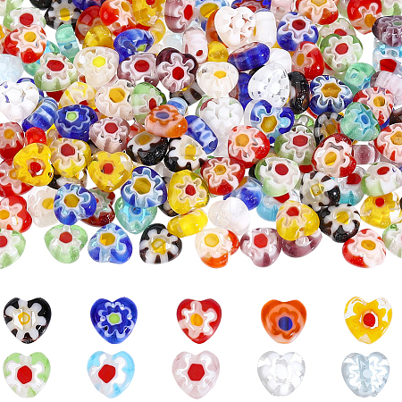 180pcs Handmade Millefiori Glass Beads LAMP-PA0001-67B-1