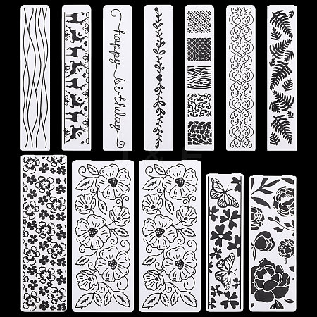 Globleland 12Pcs 12 Styles Transparent Plastic Embossing Template Folders AJEW-GL0002-19-1