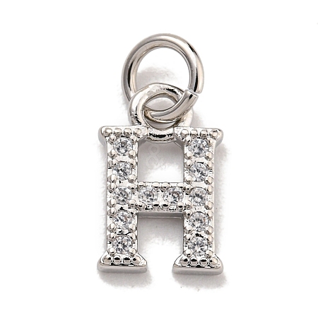 Initial Letter Brass with Cubic Zirconia Charms KK-Q814-26H-P-1