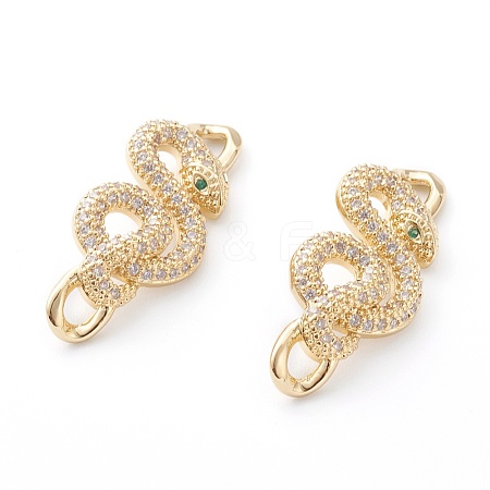 Brass Micro Pave Clear & Green Cubic Zirconia Links Connectors ZIRC-Z014-01G-1